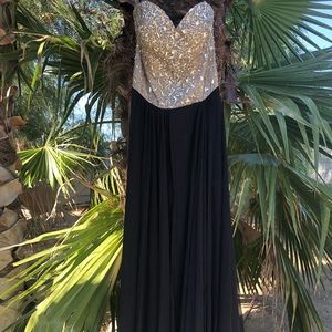 Diamond black corset prom dress